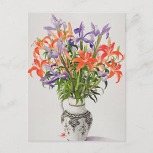 Blume in Schwarz-Weiß-Jug Postkarte