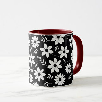 Blume in Schwarz/Weiß, Tasse