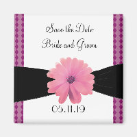 Blume in schwarzem Ribbon, rosa Save the Date