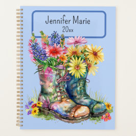 Blume in Stiefeln Personalisieren mit Name, Jahr Planer