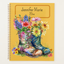 Blume in Stiefeln Personalisieren mit Name, Jahr