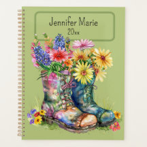 Blume in Stiefeln Personalisieren mit Name, Jahr