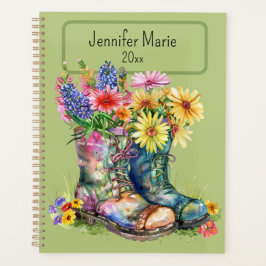Blume in Stiefeln Personalisieren mit Name, Jahr Planer