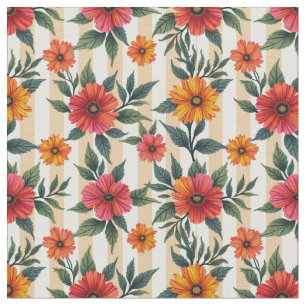 Blume in Sunset Colors und Tan Stripes Stoff