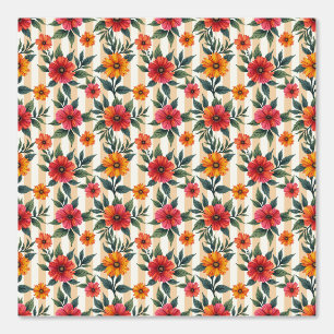 Blume in Sunset Colors und Tan Stripes Tapete