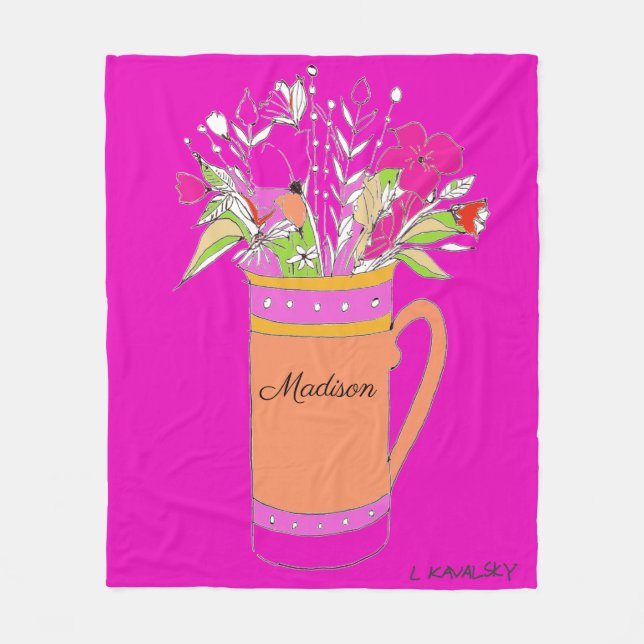 Blume in Tasse Fleecedecke (Vorderseite)