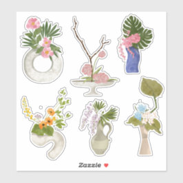 Blume in Vase, kundenspezifisch geschnitten Vinyl  Aufkleber