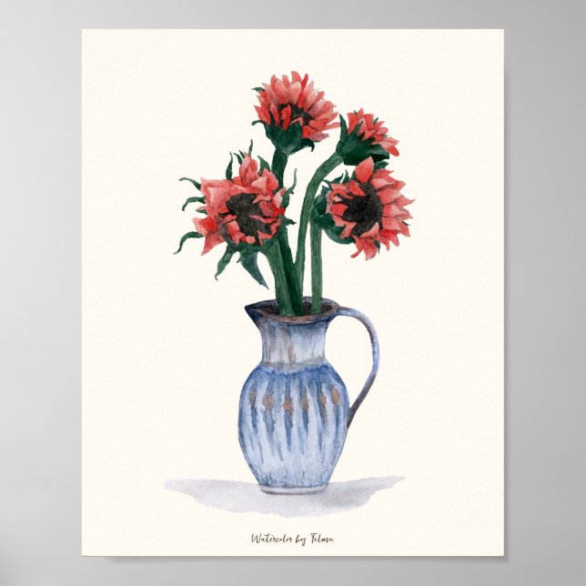 Blume in Vase Poster (Vorne)