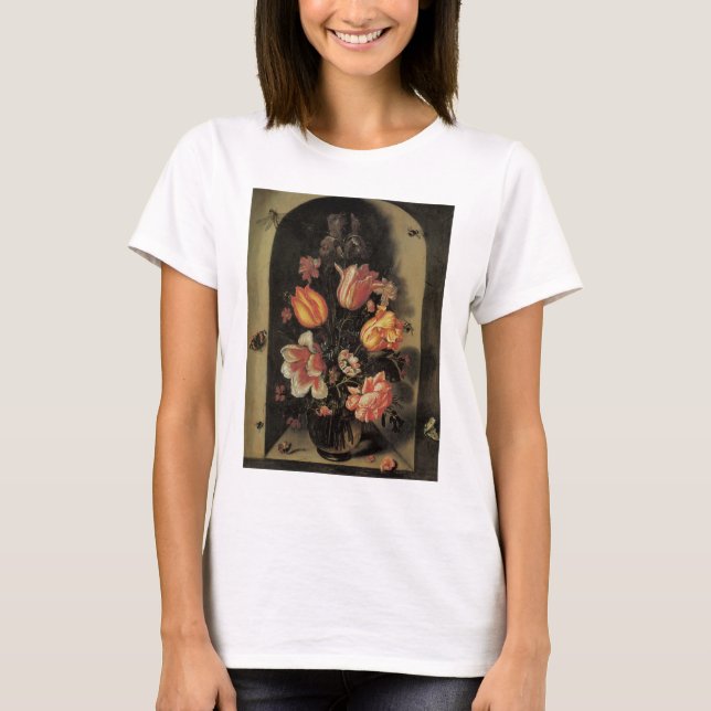 Blume in Vase, Vintages barockes Stillleben T-Shirt (Vorderseite)