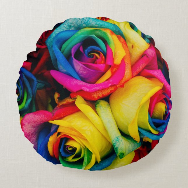 Blume in verschiedenen Farben Rundes Kissen (Vorderseite)