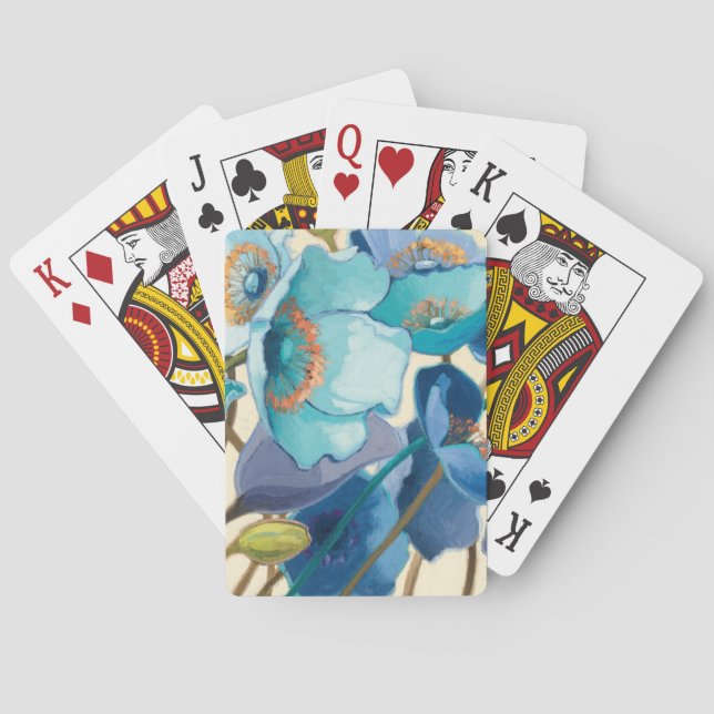 Blume in verschiedenen Farbtönen von Lila und blau Spielkarten (Rückseite)
