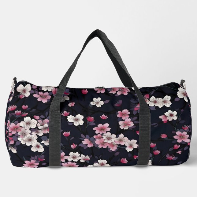 Blume in Weiß und Rosa Duffle Bag (Vorderseite)