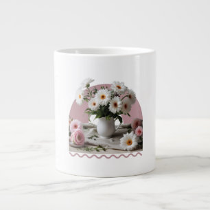 Blume in Weiß und Rosa Jumbo-Tasse