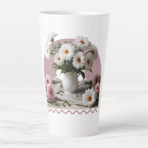 Blume in Weiß und Rosa Milchtasse