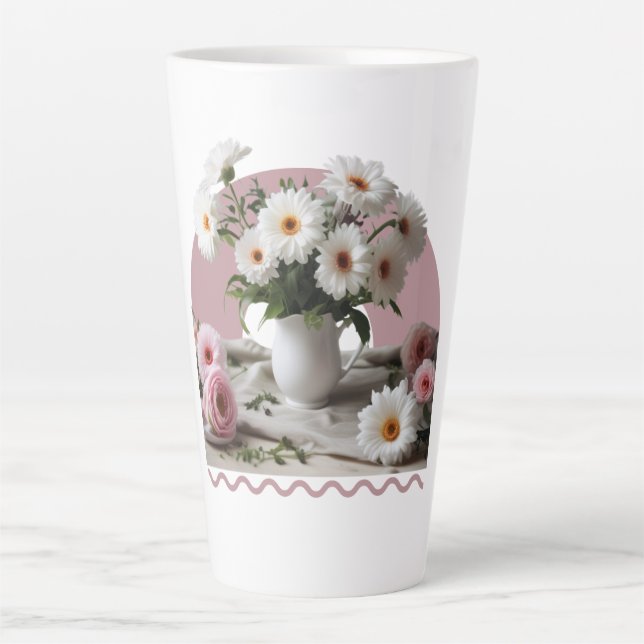 Blume in Weiß und Rosa Milchtasse (Vorderseite)