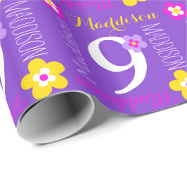 Blume individuelle Name Maddison 9. Geburtstagspac Geschenkpapier