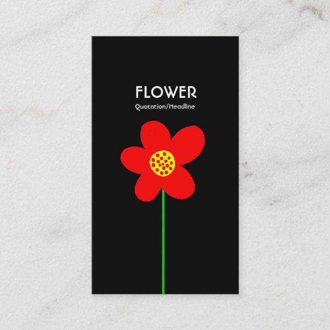 Blume IV für langes Stechen - Schwarz Visitenkarte (Vorderseite)