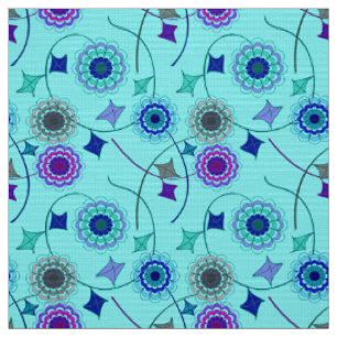 Blume Ivy Blue Modern Fabric Stoff