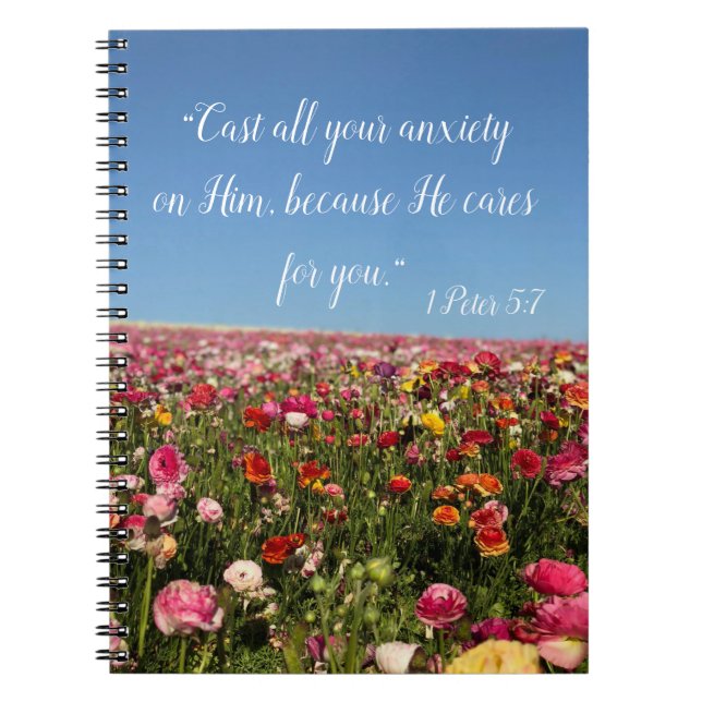 Blume Journal 1 Peter 5:7 Notizblock (Vorderseite)