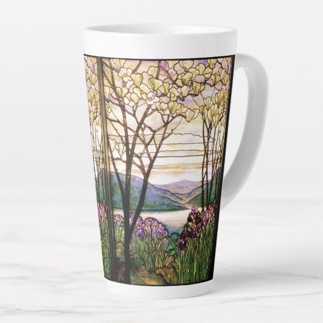 Blume Jugendstil aus Glas Iris Latte Tasse (Rechte Ecke)