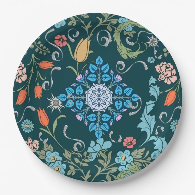 Blume, Jugendstil, William Morris-Stil Pappteller (Vorderseite)