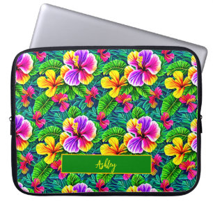 Blume Jungle Leaf für tropischen Hibiskus hinzufüg Laptopschutzhülle