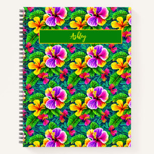 Blume Jungle Leaf für tropischen Hibiskus hinzufüg Notizbuch