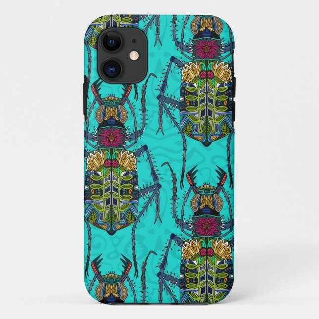 Blume Käfer Türkis Case-Mate iPhone Hülle (Rückseite)