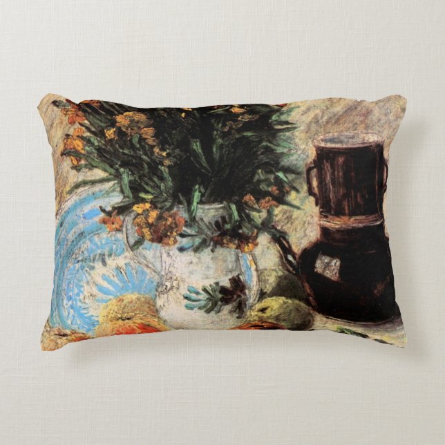 Blume, Kaffeeepot und Obst von Vincent van Gogh Dekokissen (Vorderseite)
