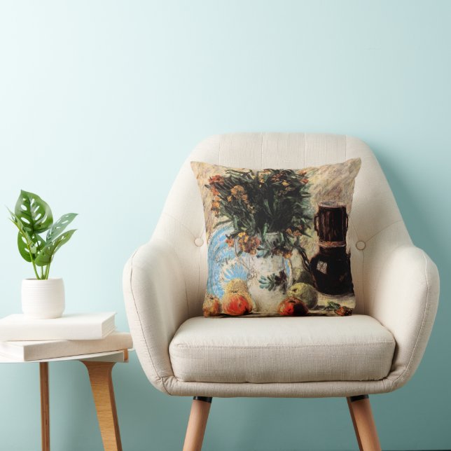 Blume, Kaffeeepot und Obst von Vincent van Gogh Kissen (Stuhl )