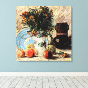 Blume, Kaffeeepot und Obst von Vincent van Gogh Leinwanddruck