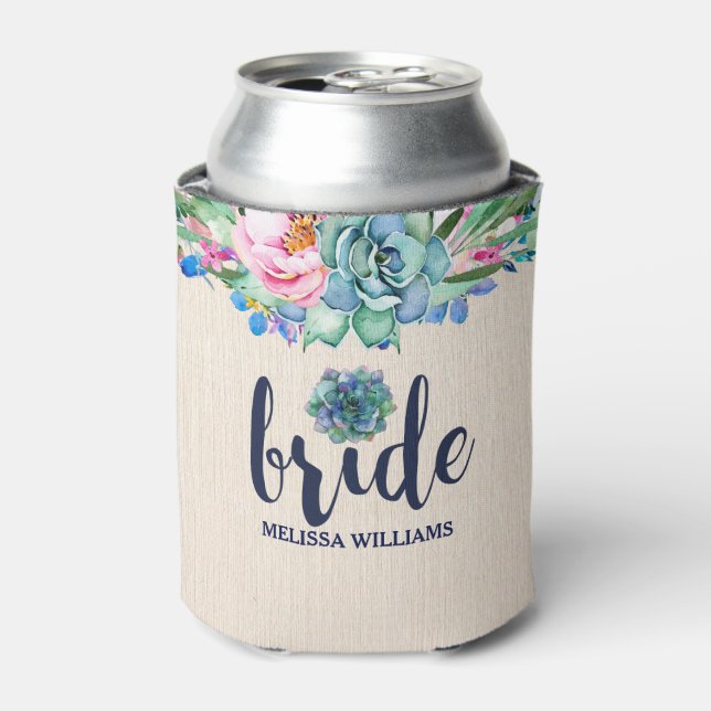 Blume & Kaktus Blume Bride-Modern-Typografie Dosenkühler (Kanne Vorderseite)