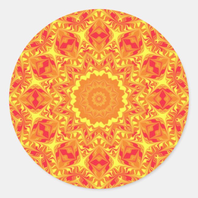 Blume Kaleidoscope Runder Aufkleber (Vorderseite)