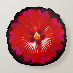 Blume Kaleidoskop, Roter Hibiskus Rundes Kissen