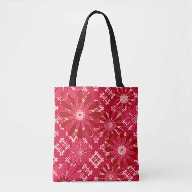 Blume kariert , blumig , kariert , rot , rot , rus tasche (Vorderseite)
