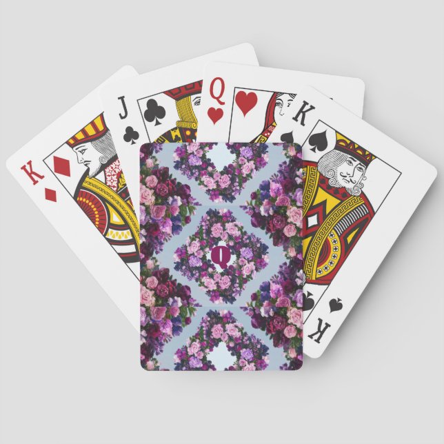 Blume-Kartendecker für Monogramm-Poker Spielkarten (Rückseite)
