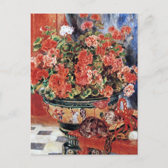 Blume & Katzen - Impressionist Art - Renoir Postkarte (Vorderseite)