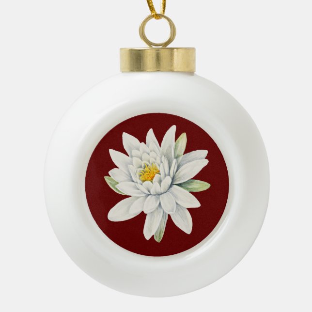 Blume Keramik Kugel-Ornament (Vorderseite)