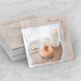 Blume, Kerze, Brush Wellness-Center & Wellness Bus Quadratische Visitenkarte
