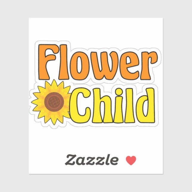 Blume Kind Niedlich Hippie Sonnenblume 70er Aufkleber (Blatt)