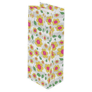Blume Kinder rosa Gelbe Federdoodles Geschenktüte Für Weinflaschen