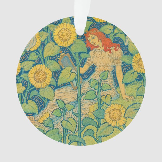Blume Kinderfrau im Sonnenblumengarten Ornament (Vorderseite)