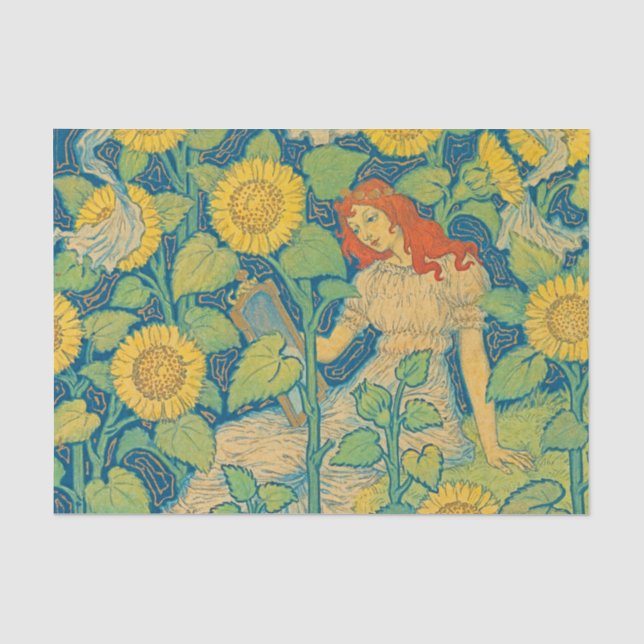Blume Kinderfrau im Sonnenblumengarten Seidenpapier (Vorderseite)
