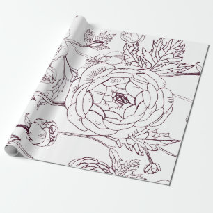 Blume Kontur Wrapping Paper Luxuriöse Hochzeiten Geschenkpapier