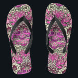 BLUME, KOPFKÜCHE UND DRACHEN, rosa Schwarz-weiß Flip Flops<br><div class="desc">Farbiges,  elegantes und klassisches Blumendesign mit Wirbel,  Pfau-,  Vogel- und Drachenfiguren in rosa,  Schwarz-weiße Fuchsienviolett lila Farben,  die aus Vintagem Textilgewebe erarbeitet wurden</div>