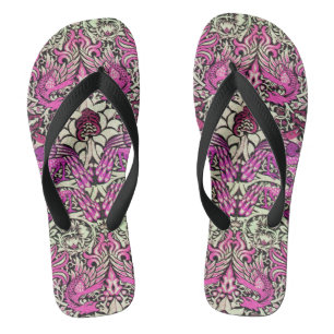 BLUME, KOPFKÜCHE UND DRACHEN, rosa Schwarz-weiß Flip Flops