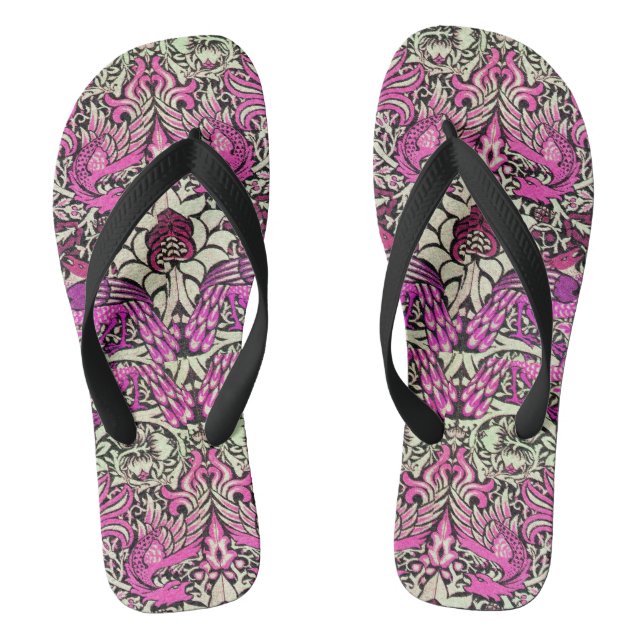BLUME, KOPFKÜCHE UND DRACHEN, rosa Schwarz-weiß Flip Flops (Fußbett)
