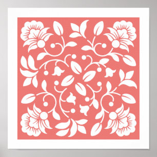 Blume Korallen und Weiß Poster