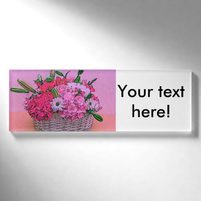 Blume Korbmalerei Namenschild (Vorderseite)