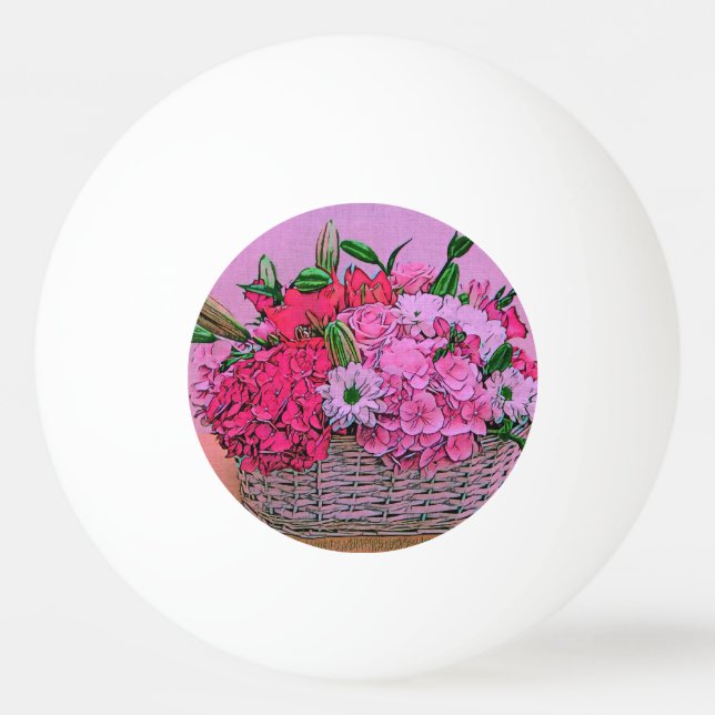 Blume Korbmalerei Tischtennisball (Vorderseite)
